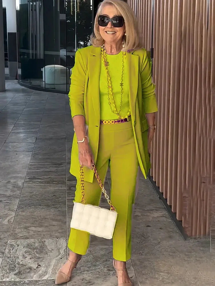 Two-Piece Suit Blazer Coat Pants Gorgeous Neutral Styles Suit