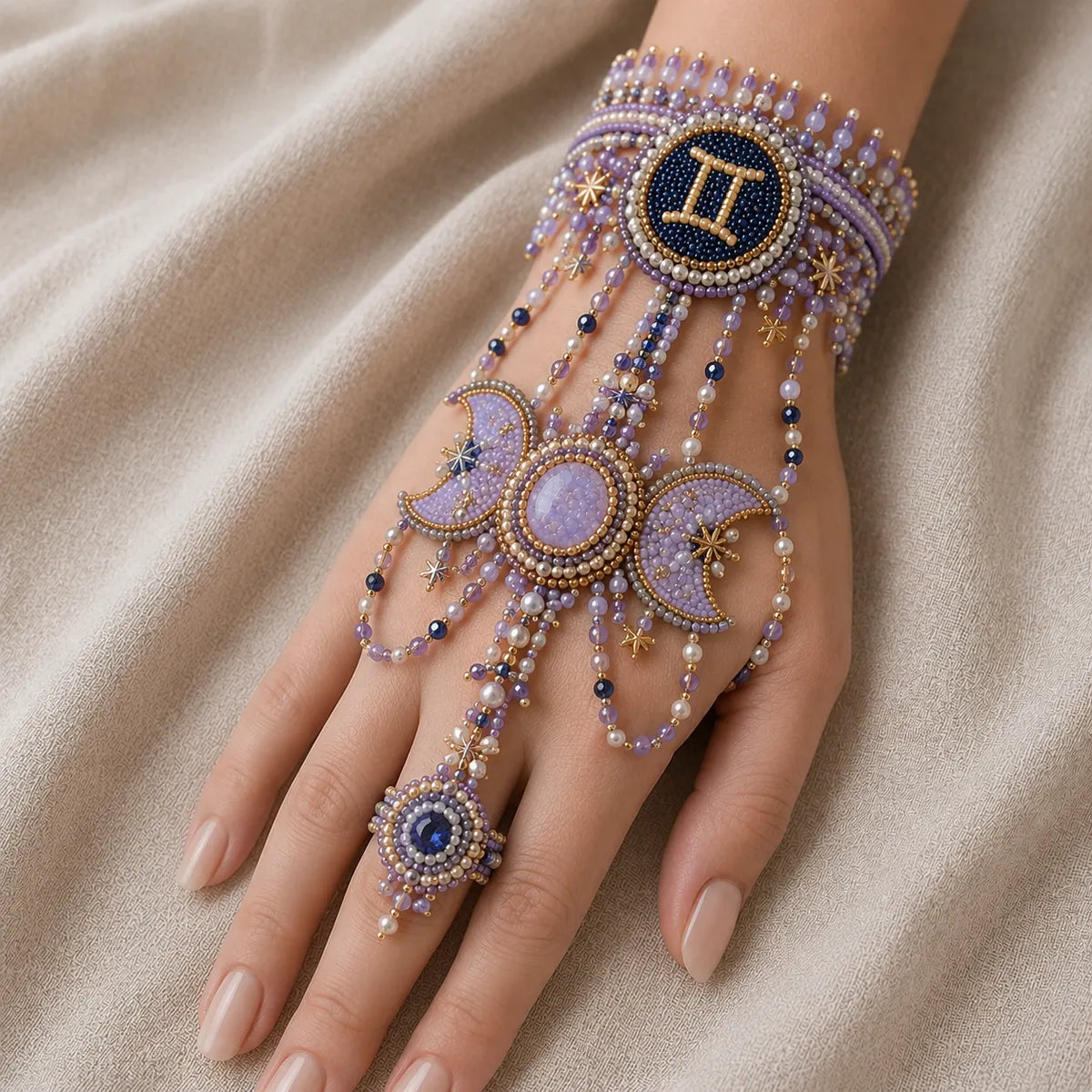 Zodiac DIY Beaded Hand Bracelet Kit – Create Your Celestial Wearable Art
