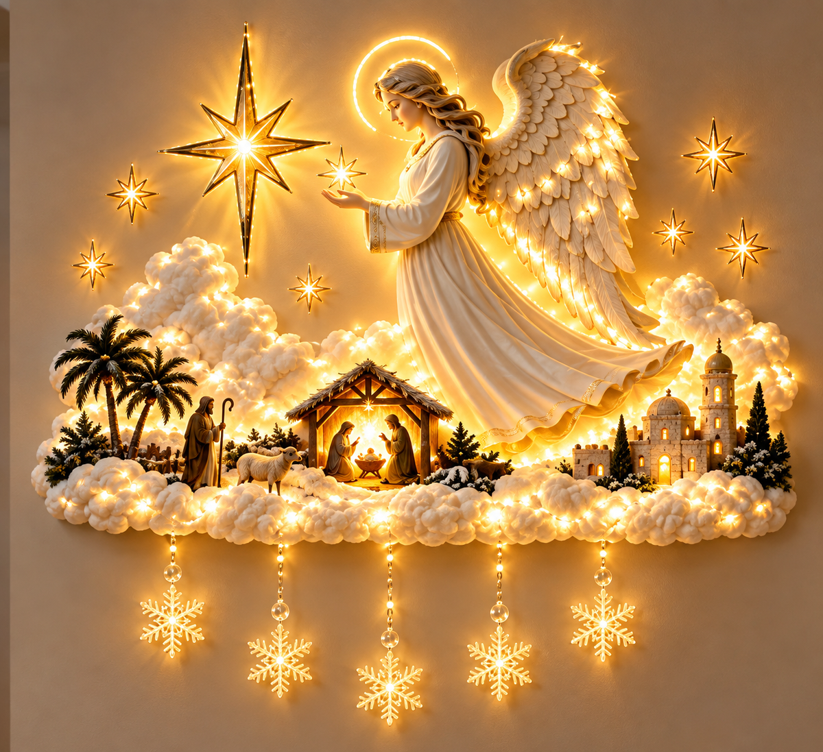 Angel Wings Nativity Wall Light