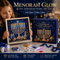 🕎 Premium 3D Pearl Hanukkah Art Kit | Luxury Flocked Canvas with Scratch-Resistant Non-Fading Acrylic Resin Pearls & Faceted Drills DIY Festival of Lights Decor 💙✨