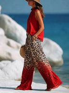 Casual Solid Sleeveless A-Line Halter Top