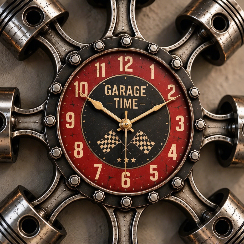 Radial Piston Engine Wall Clock
