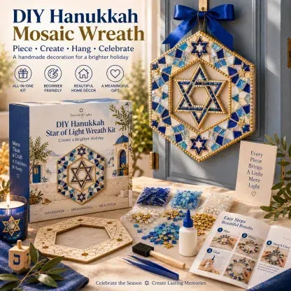 🕎 Beginner-Friendly Hanukkah Mosaic Wreath DIY Kit