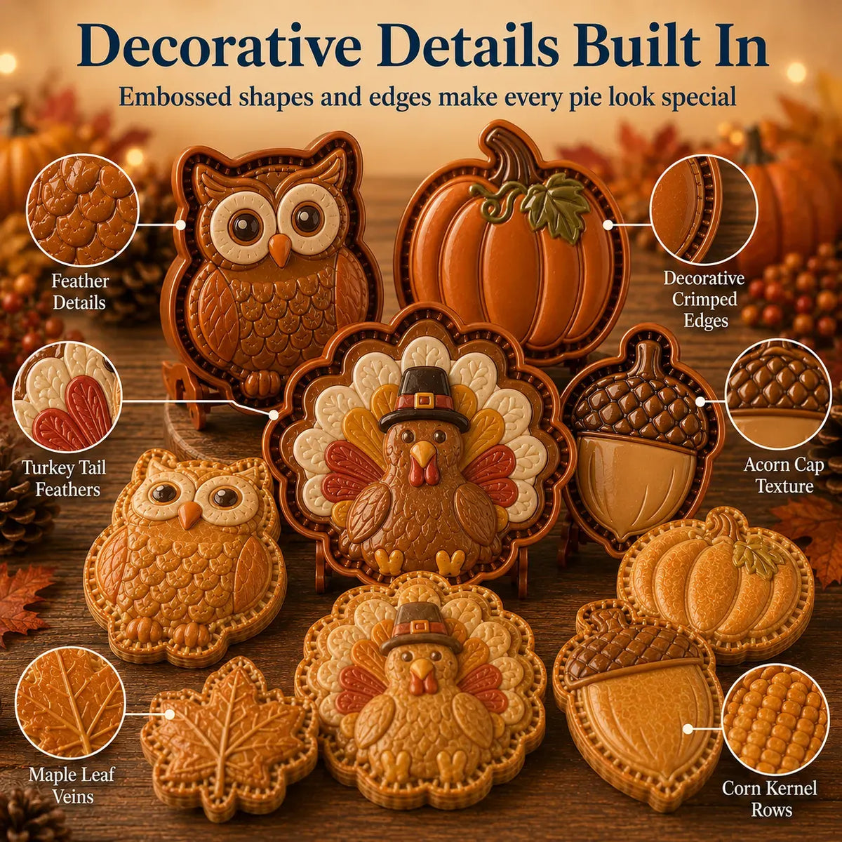 🍂 8-Design Fall Mini Pie Mold Collection