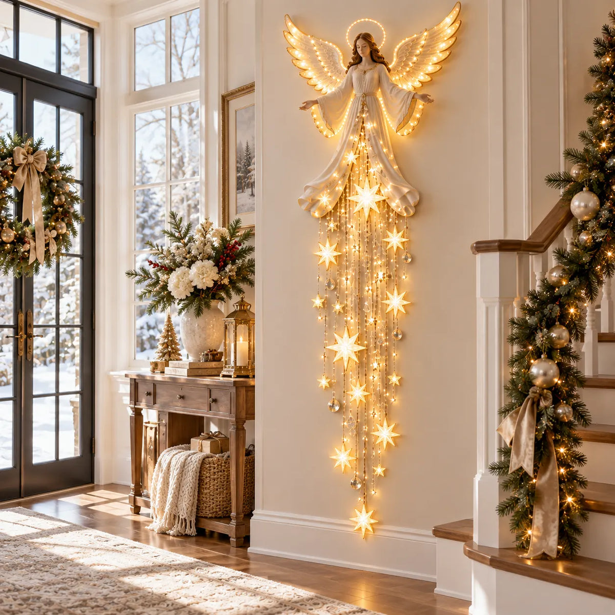 Angel Blessing Starfall Wall Light – Heavenly Christmas Wall Decor