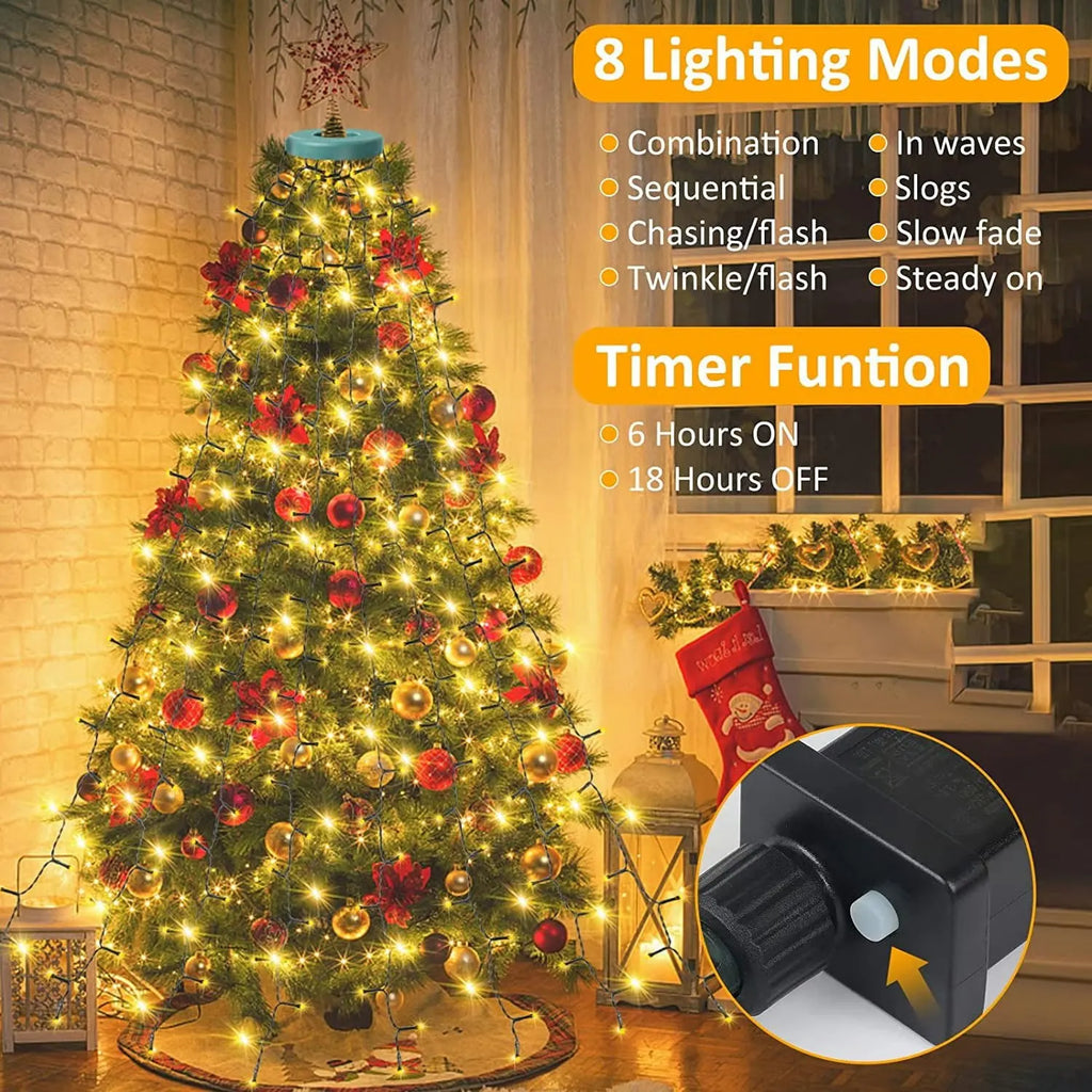🔥Waterproof Christmas Tree Waterfall Lights with Ring