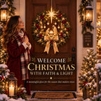 🕊️ Lighted Nativity Christmas Wreath – Star of Bethlehem Front Door Decor ✨