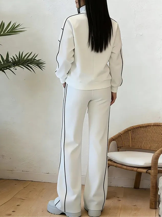 Casual Color Block Blazer Loose Stand Collar H-Line Daily Jacket