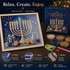 🕎 Premium 3D Pearl Hanukkah Art Kit | Luxury Flocked Canvas with Scratch-Resistant Non-Fading Acrylic Resin Pearls & Faceted Drills DIY Festival of Lights Decor 💙✨