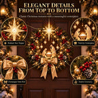 🕊️ Lighted Nativity Christmas Wreath – Star of Bethlehem Front Door Decor ✨
