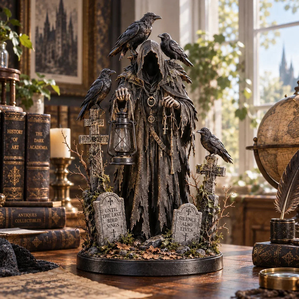 Raven Guardian Lantern Statue 🏮 Keeper of the Last Light