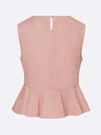Cotton Casual Solid Relaxed Plain Peplum Sleeveless Blouse