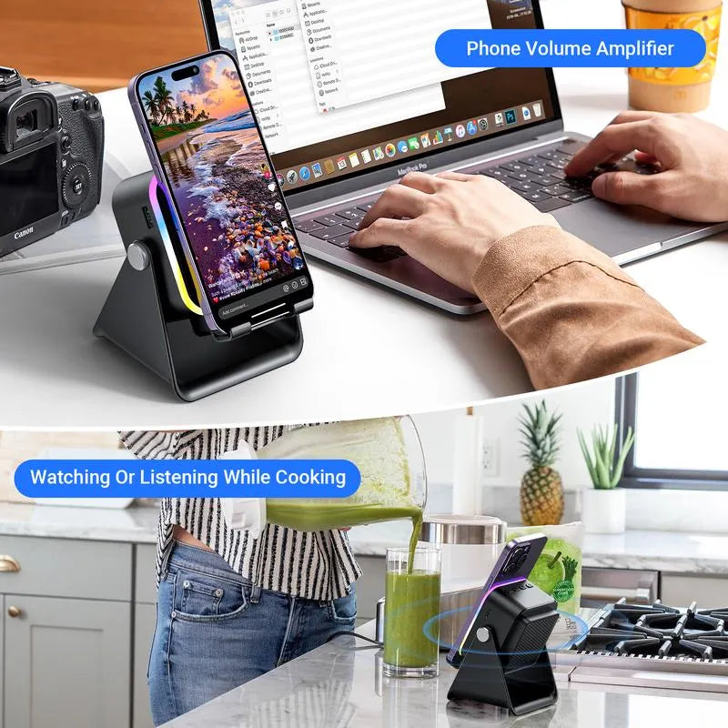 ⏳LAST DAY SALE ONLY ￡13.99!!✨🎅📱 5-in-1 Wireless Speaker Stand – Induction Audio & Phone Holder 🎵💡