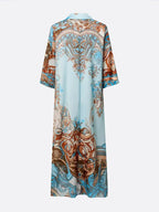Casual Abstract Print Relaxed Maxi Shirt Dress