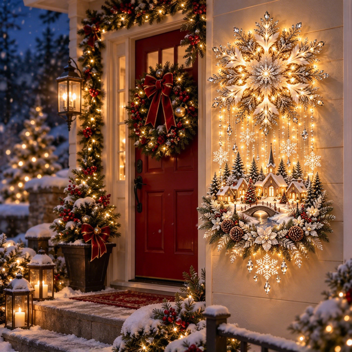 Snowflake Winter Village Wall Light