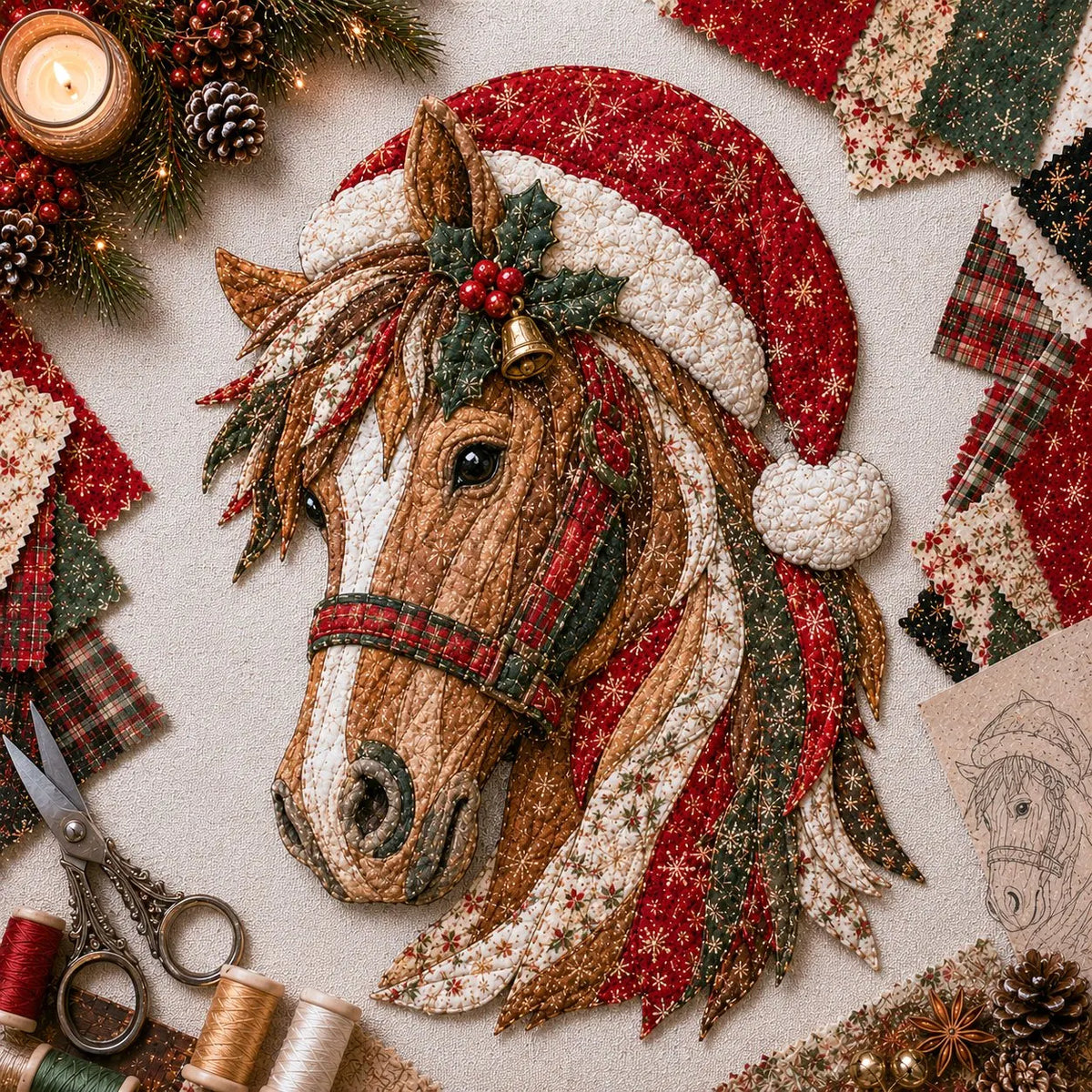 🎅Christmas Patchwork Fabric DIY Decor Kit – Stunning Results, Zero Experience Needed