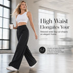 ⏳LAST DAY SALE ONLY ￡16.99!!👖 Women's Casual High Waisted Wide Leg Tailored Pants with Flowy Drape