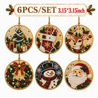 6Pcs/12Pcs Christmas DIY Diamond Painting Ornaments Kit, Xmas Tree Hanging Pendant🎄