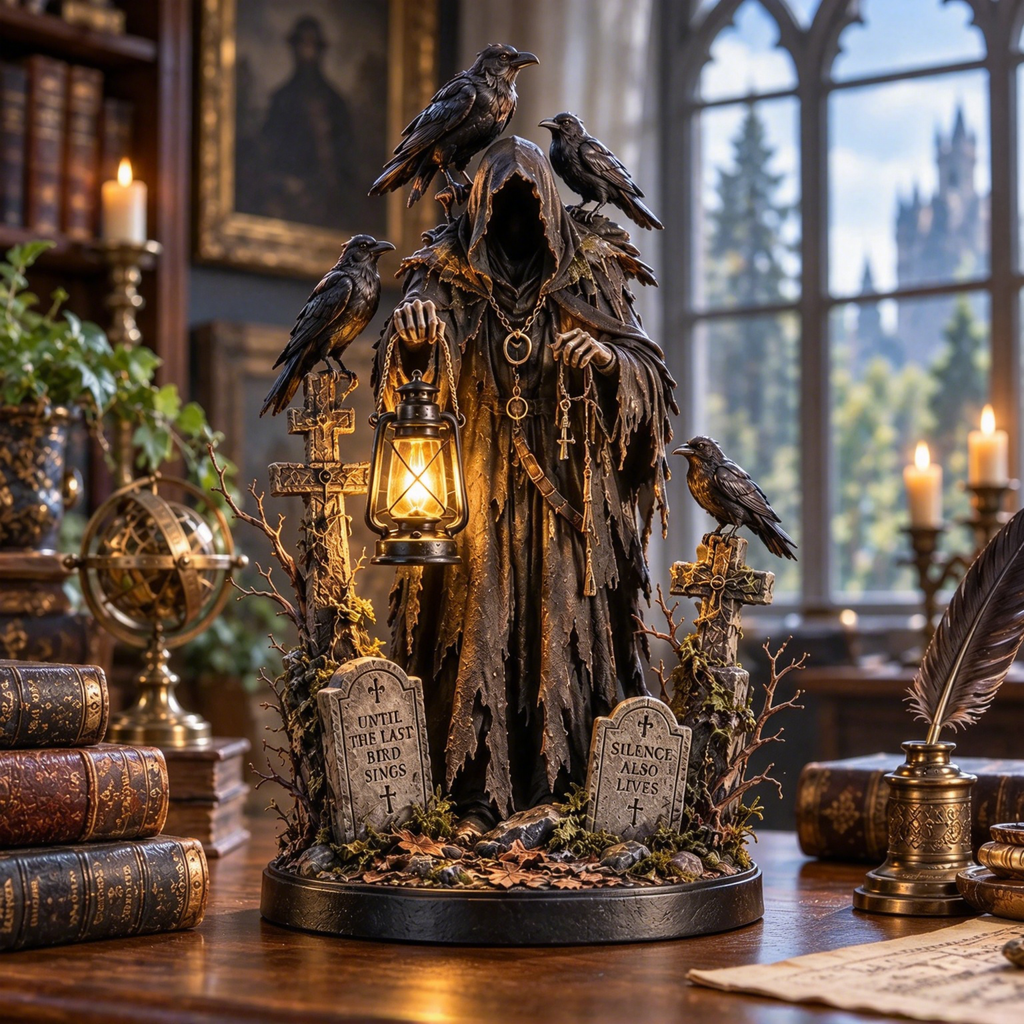 Raven Reaper Lantern Statue
