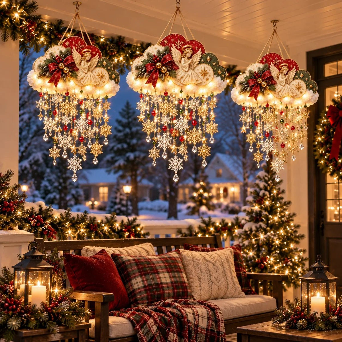Angelic Christmas Snowfall Cloud – Lighted Hanging Holiday Decor☁️