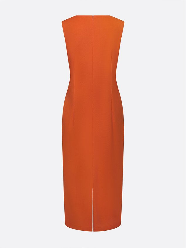 Casual Solid Tailored Sleeveless Midi Dress