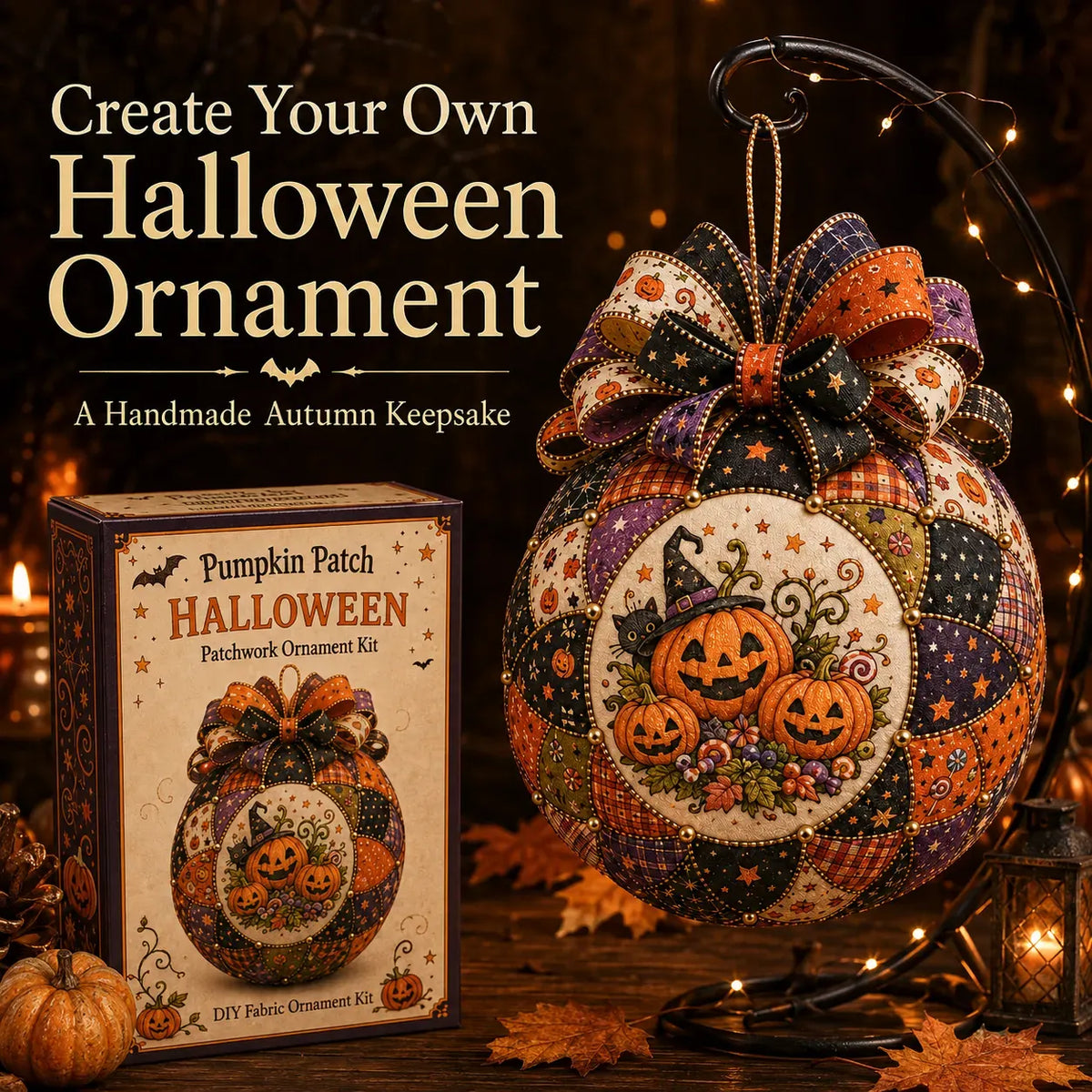 🎃 Beginner-Friendly DIY Halloween Classics Patchwork Ornament Kit Collection