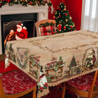 🎄 Jolly Santa & Reindeer Christmas Tablecloth🧼Festive, Family-Ready & Machine Washable! 🎁