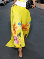 Casual Floral Printing Wide Leg Pants
