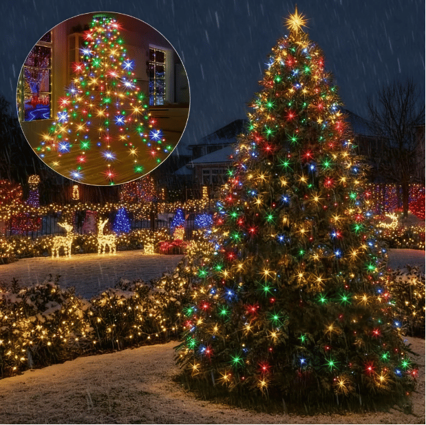 🔥Waterproof Christmas Tree Waterfall Lights with Ring
