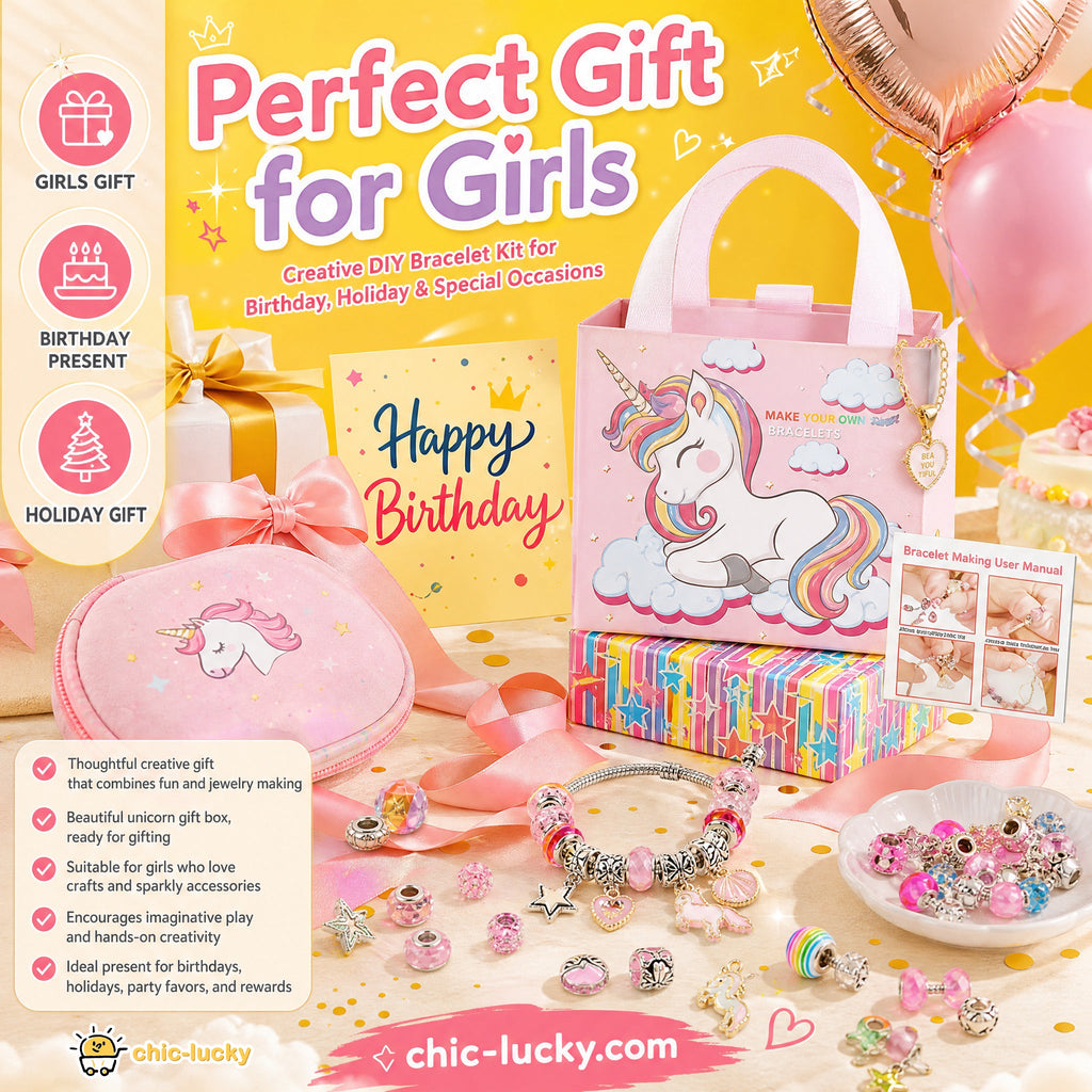 🎁LAST DAY SALE ONLY￡9.99!!💞50K+ SOLD! 📿Kids DIY Charm Bracelet Making Kit💎