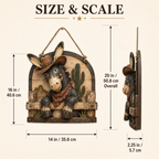 🌵 Rustic Cowboy Donkey Wall Hanging – Western Farmhouse Décor & Country Keepsake