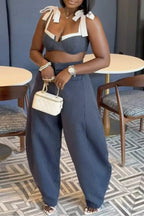 Striped Bow Top & Bottom Co-Ord Set