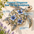 🐢 Sea Turtle Wall Sculpture — Enameled Floral Coastal Art with Textured Metal Scales