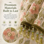 Embroidered Lace Doorway Curtain – Romantic Floral Beaded Sheer Panels