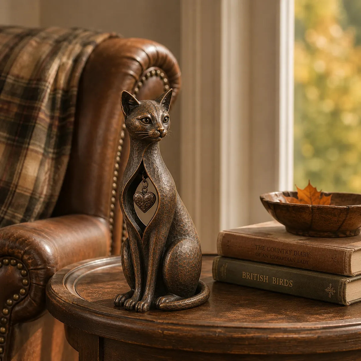 🐱Heritage Heart Sphynx Sculpture – Vintage Iron Cat Accent for Timeless Interiors