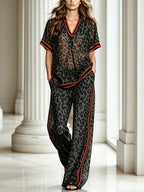 Casual Leopard Printing Wide Leg Pants