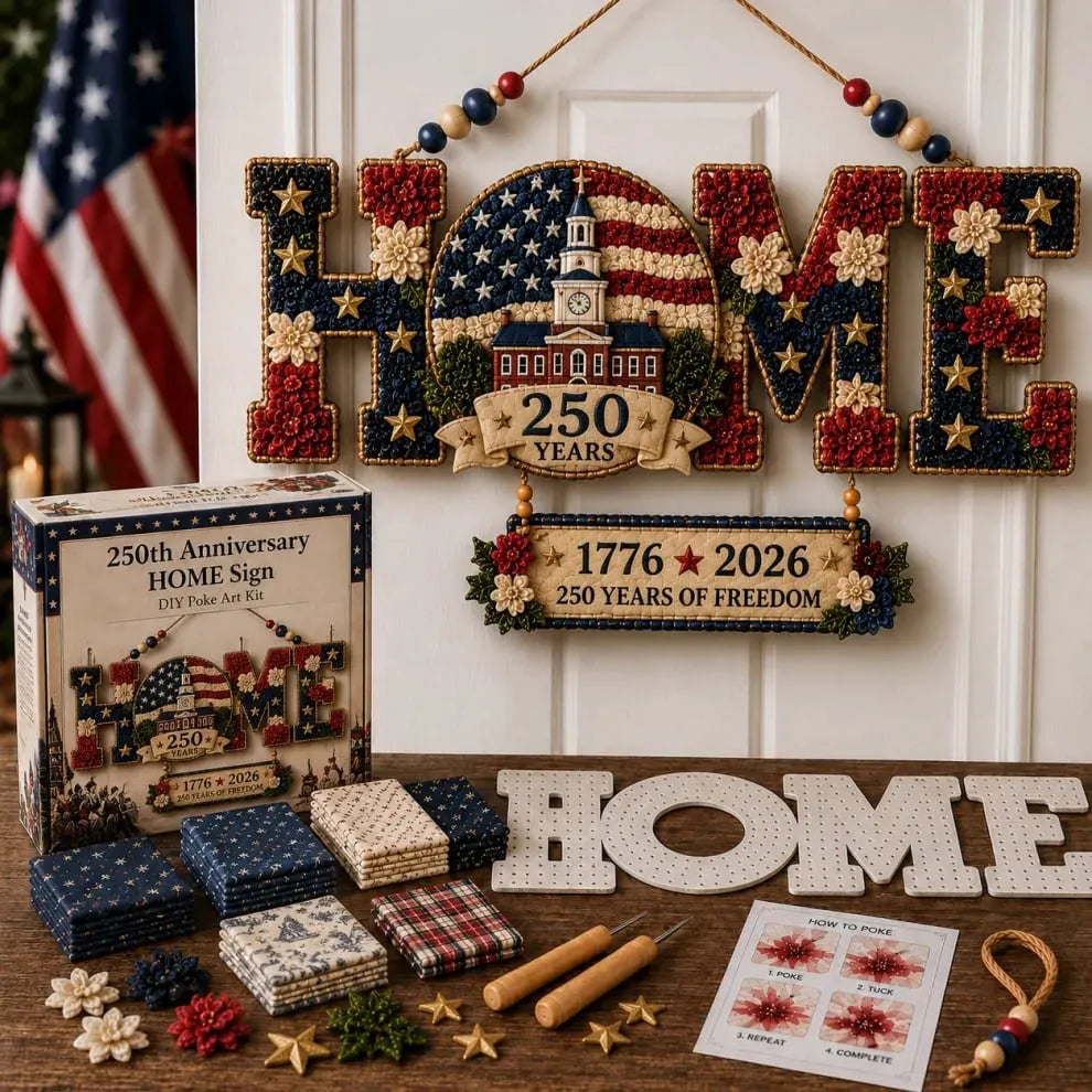 DIY Fabric Poke Art HOME Sign Kit – No-Sew Seasonal Door & Wall Hanging Craft
