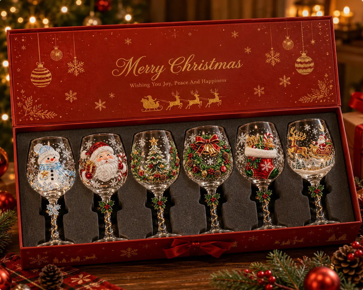 Christmas 3D Wine Glass Collection Gift Box Set✨