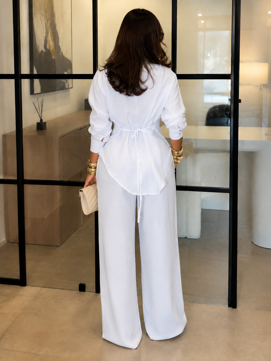 Oversized Open Shirt & Pleated Wide Leg Trousers Set
