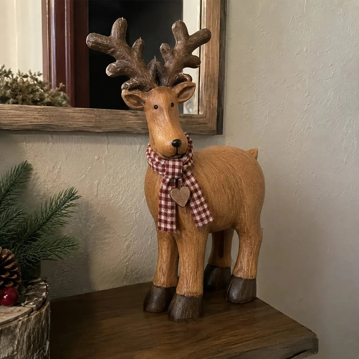 Rustic Farmhouse Reindeer Figurine