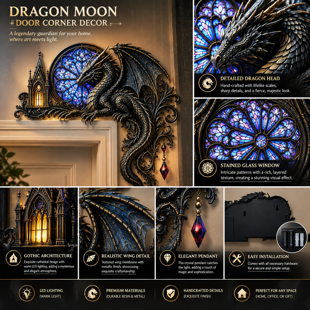 Dragon Moon Door Corner Light