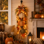 Lighted Harvest Fall Door Decor with Warm LED Lights