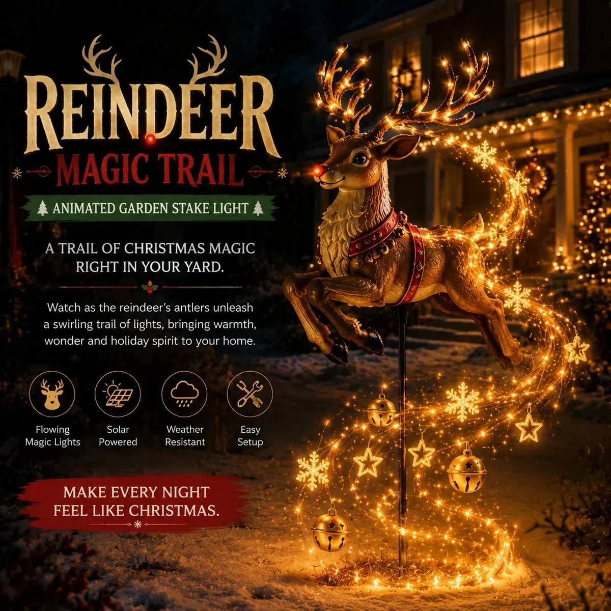 🔔🎄 Festive From Every Angle ✨– Magical Christmas Cascade Solar Garden Light🎄🎁