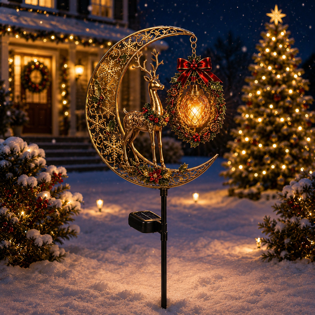 🔥LAST DAY 49% OFF-Christmas Moonlight Solar Garden Light Stake🎄✨