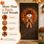🍂 Lighted Scarecrow Fall Wreath for Front Door