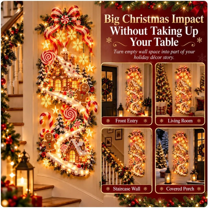 🍭 Sweet Gingerbread Village Wall Light – Glowing Christmas Wall Decor 🍭