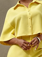 Polyester-Blend Button-Front Casual Shirt
