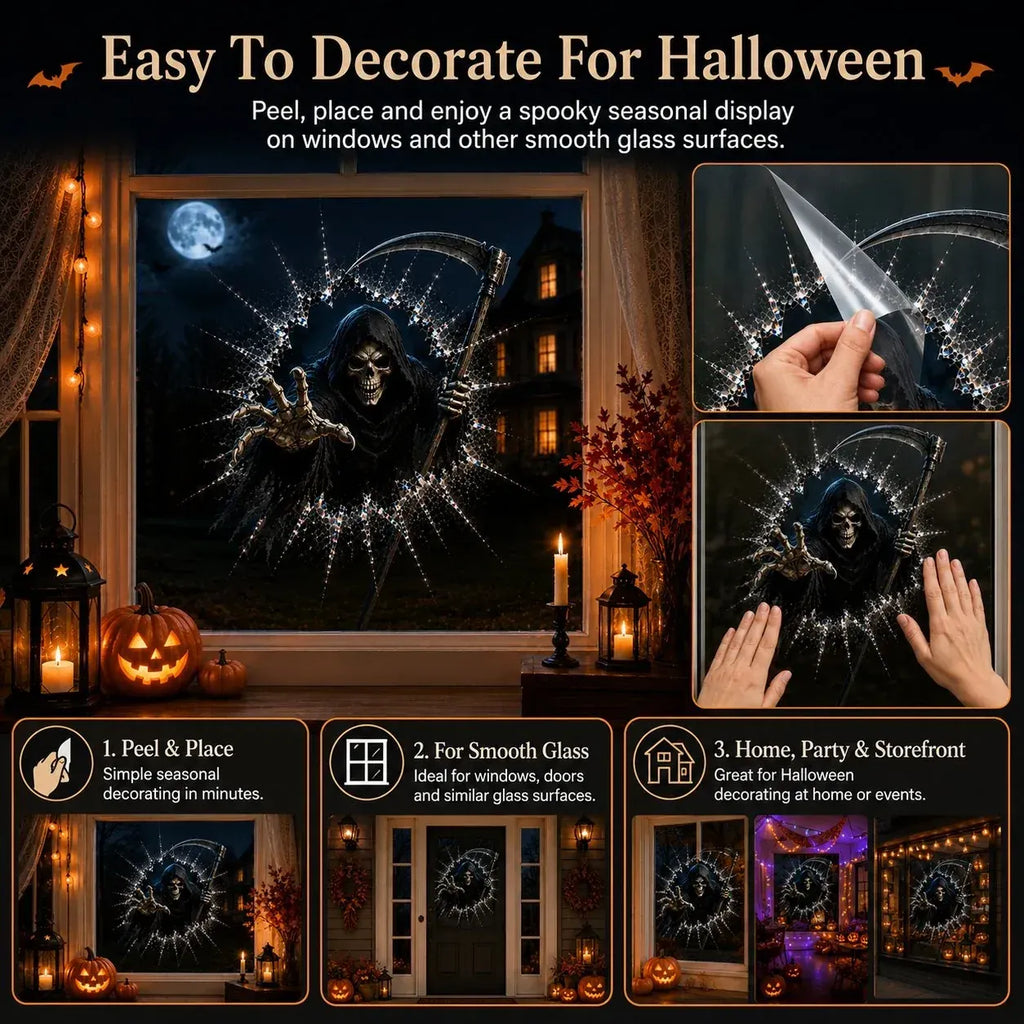 3D Crack Glass Spooky Decorations for a Haunted Halloween Scene