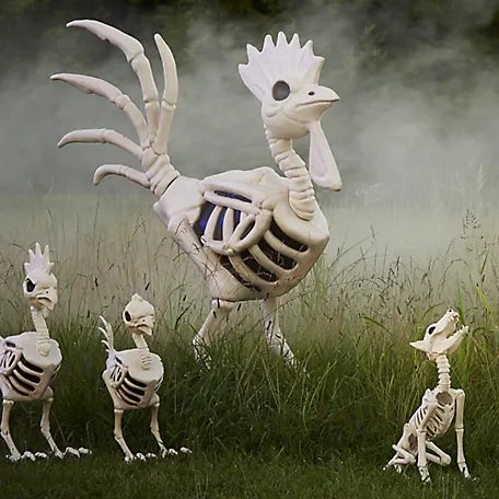 New! Red Shed 6 ft. Halloween Skeleton Rooster