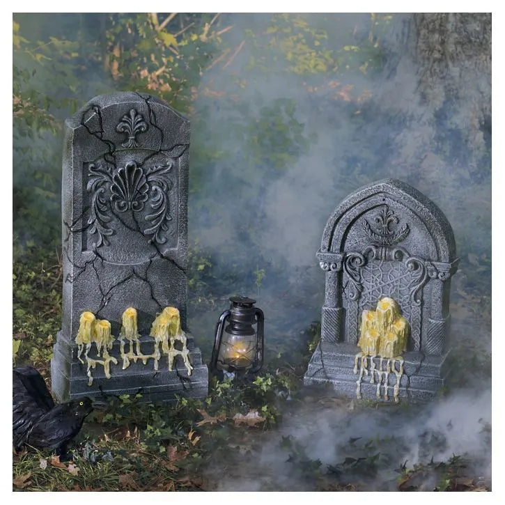 Tombstone with Melting Candles